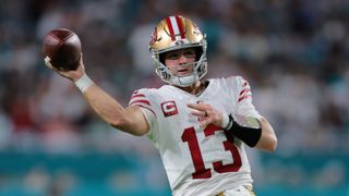 Week 17 Fantasy Flames quarterback: Brock Purdy  vs. Lions (Fantasy Football). Photo by Sam Navarro, Imagn Images